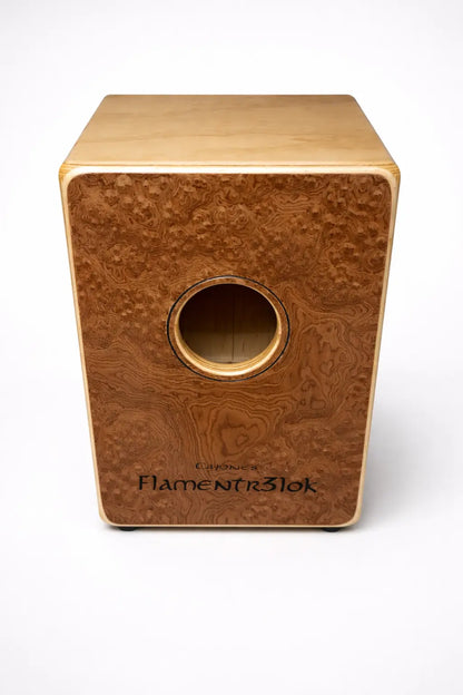 Cajon Flamenco Profesional Tapa de Raíz de Nogal Flamentr3lok
