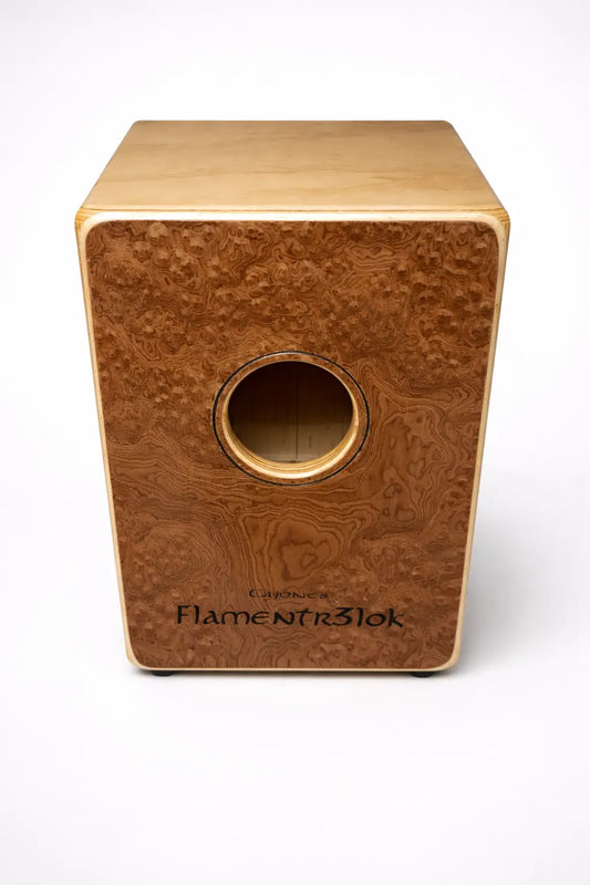 Cajon Flamenco Profesional Tapa de Raíz de Nogal Flamentr3lok