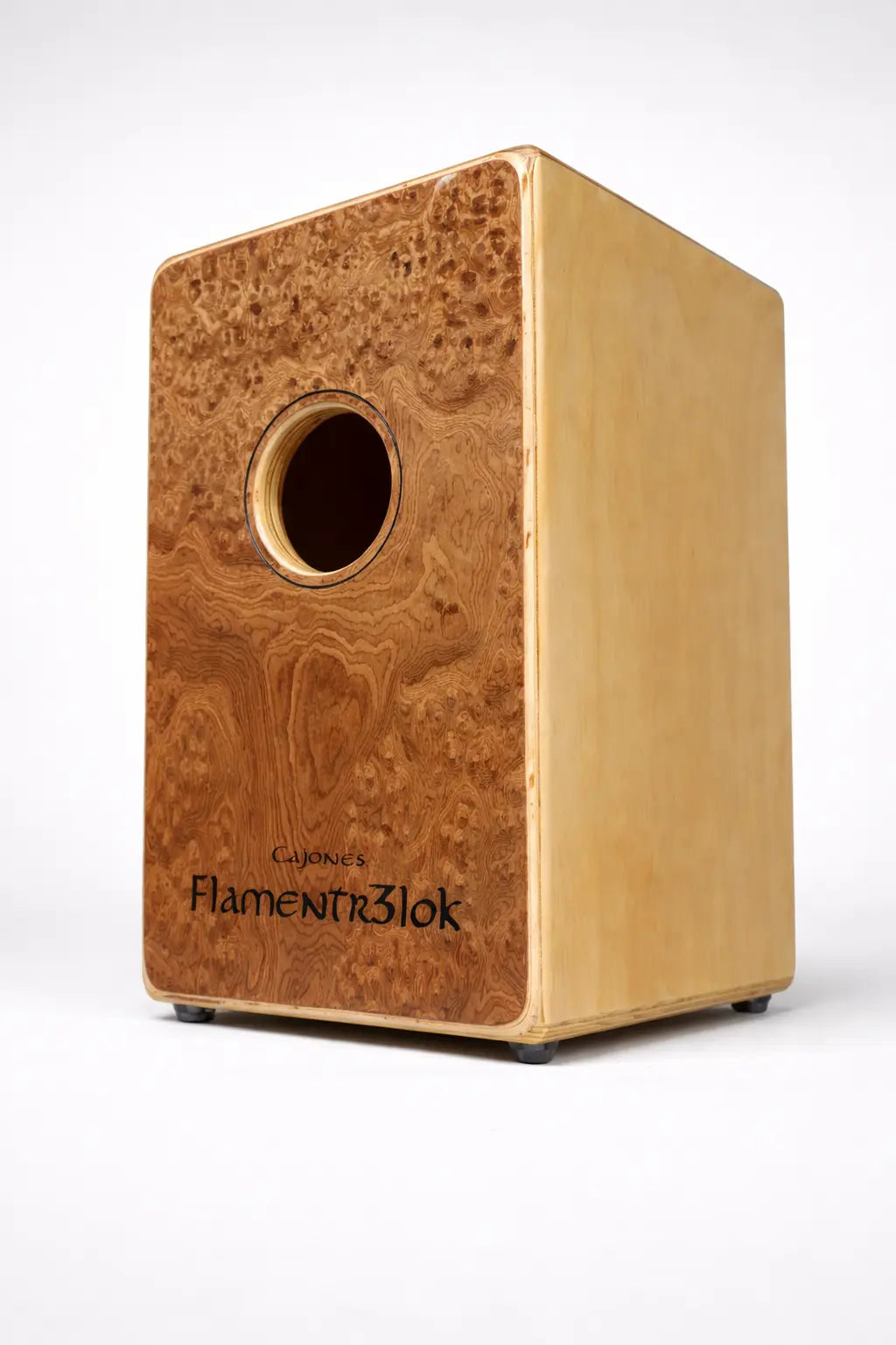 Cajon Flamenco Profesional Tapa de Raíz de Nogal Flamentr3lok