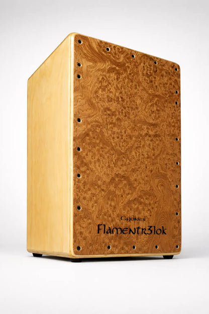 Cajon Flamenco Profesional Tapa de Raíz de Nogal Flamentr3lok